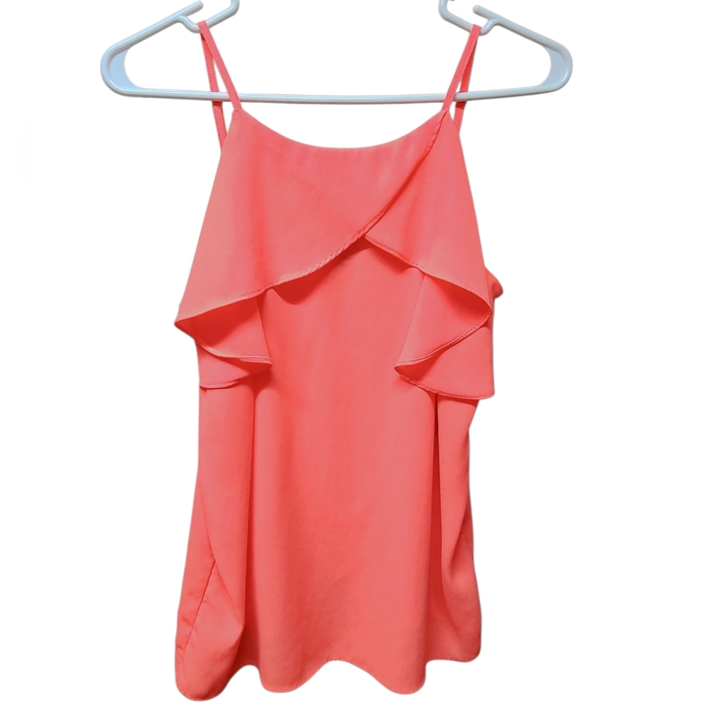 BONGO Womens Neon Orange Ruffle Camisole Medium